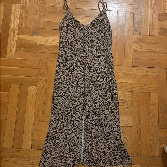 Reformation Bates Cheetah Print brown Midi Slip Dress V-Neck Sleeveless - Picture 3 of 6